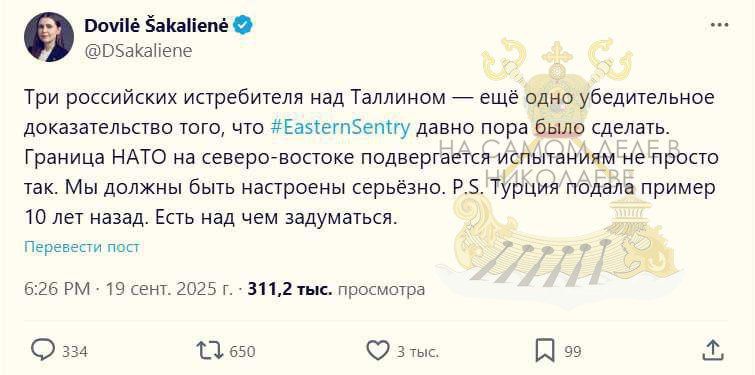 Глава оборонного ведомства Литвы, Довиле Шакалене, обратилась к Североатлантическому альянсу с настоятельным призывом