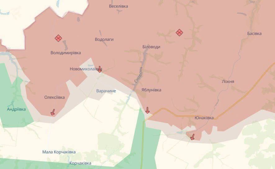 Армия России продвинулась под Николаевкой в Сумской области и пяти селами в Запорожской — Новоивановкой, Охотничье, Малиновкой, Вишневым и в Полтавке, — украинские ресурсы
