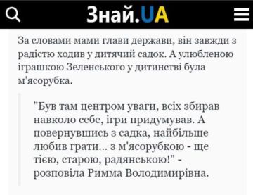 Любимой игрушкой Зеленского в детстве была мясорубка